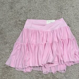 Elegant Light Pink Ruffled Mini Skirt